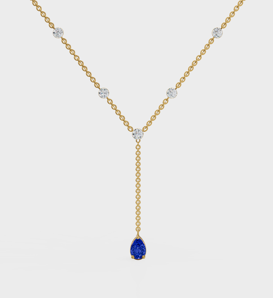 Sapphire Duet Lariat Necklace : AJJSS0724