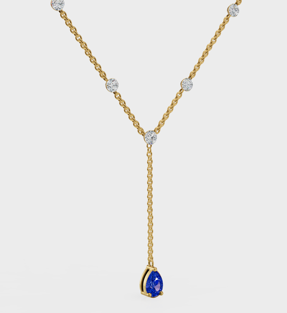 Sapphire Duet Lariat Necklace : AJJSS0724