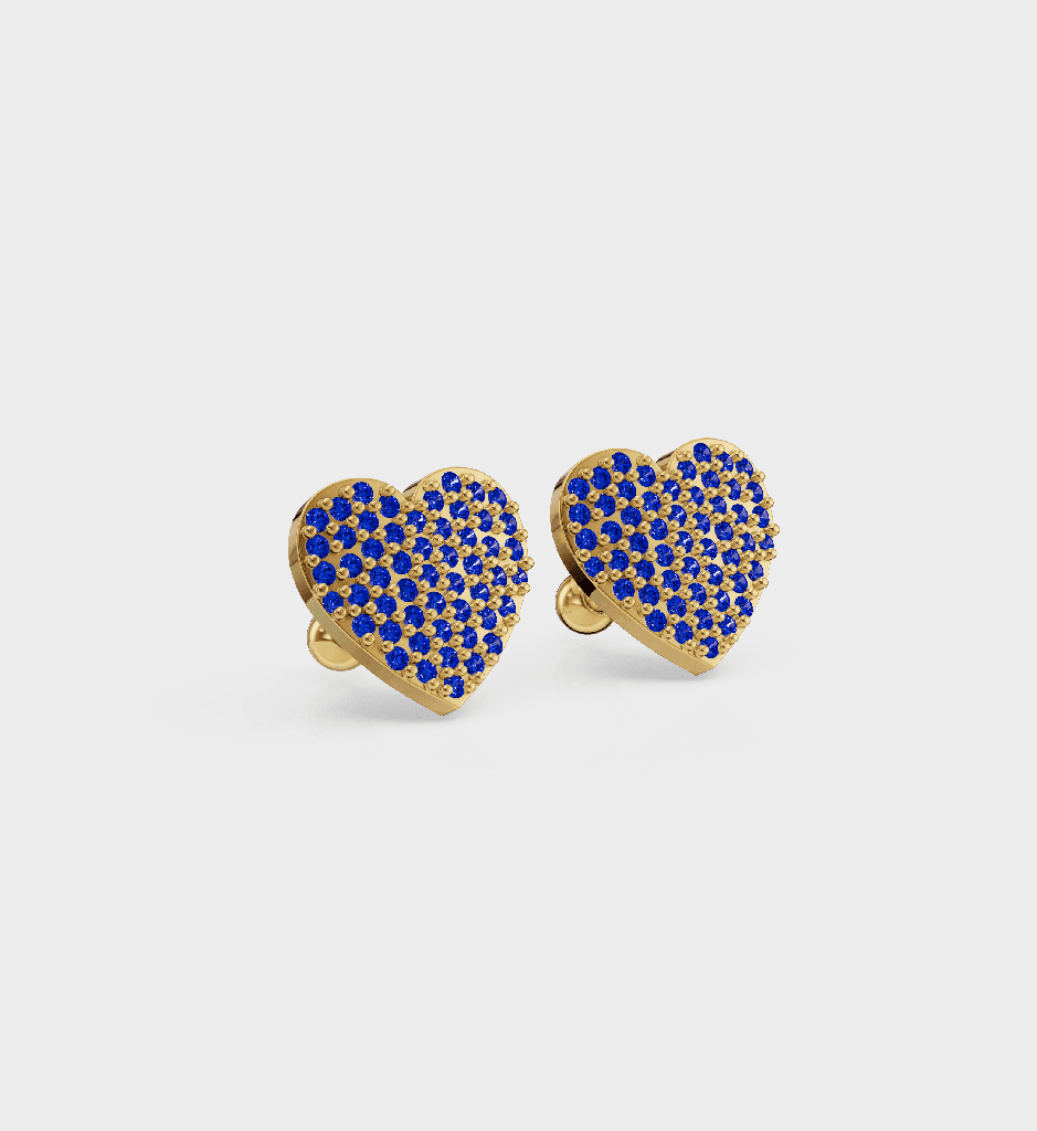 Sapphire Heart Studs : AJJSS0725