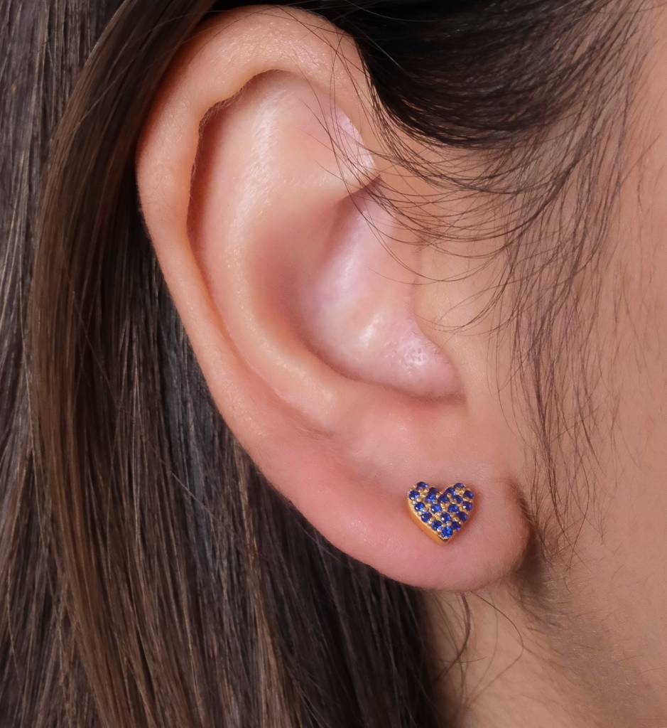 Sapphire Heart Studs : AJJSS0725