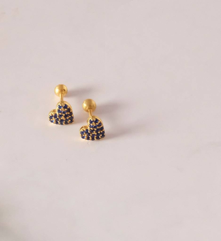 Sapphire Heart Studs : AJJSS0725