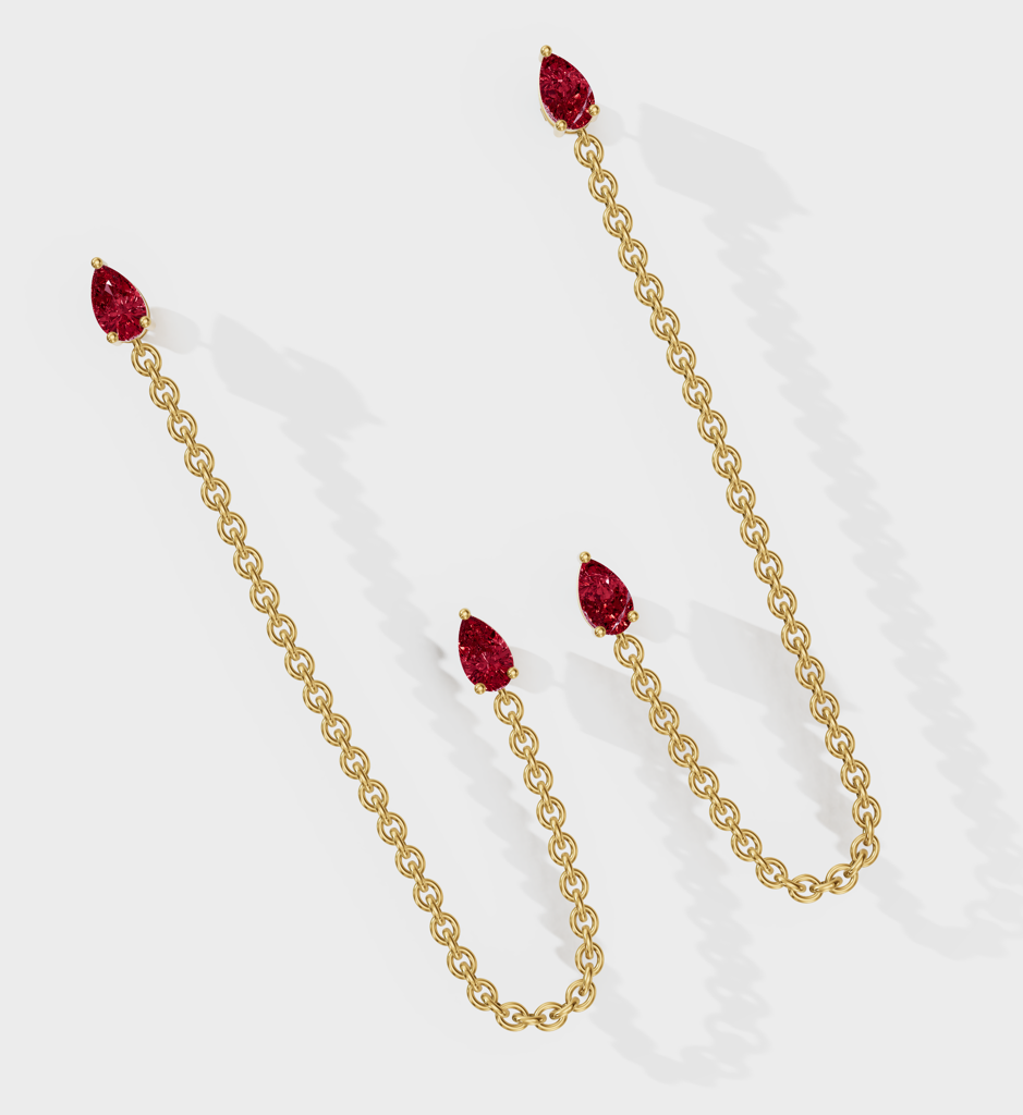 Ruby Drop Ear Chain : AJJSS0728