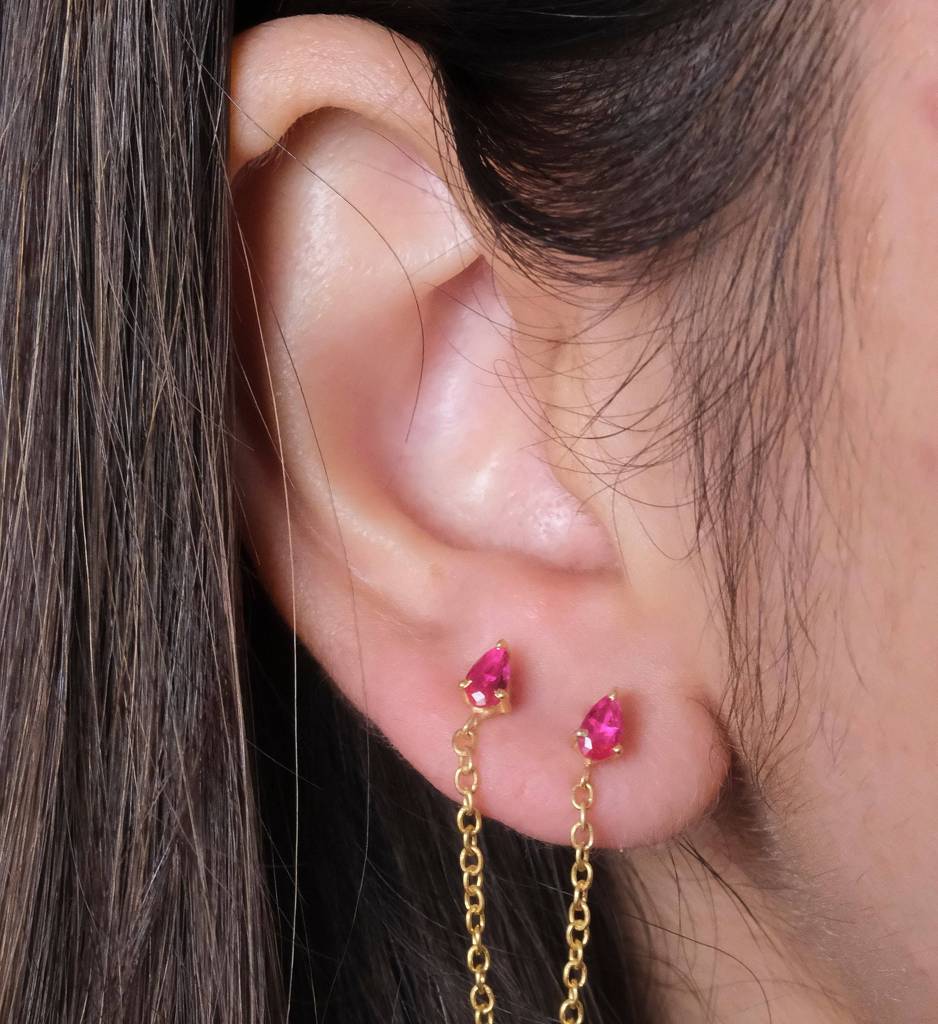 Ruby Drop Ear Chain : AJJSS0728
