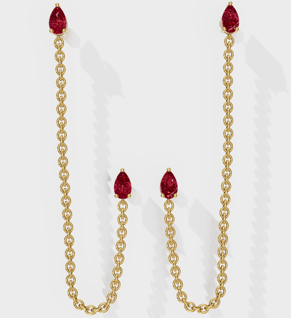 Ruby Drop Ear Chain : AJJSS0728