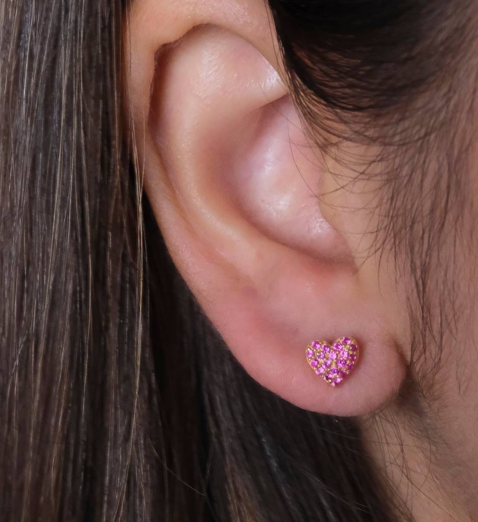 Ruby Heart Studs : AJJSS0729