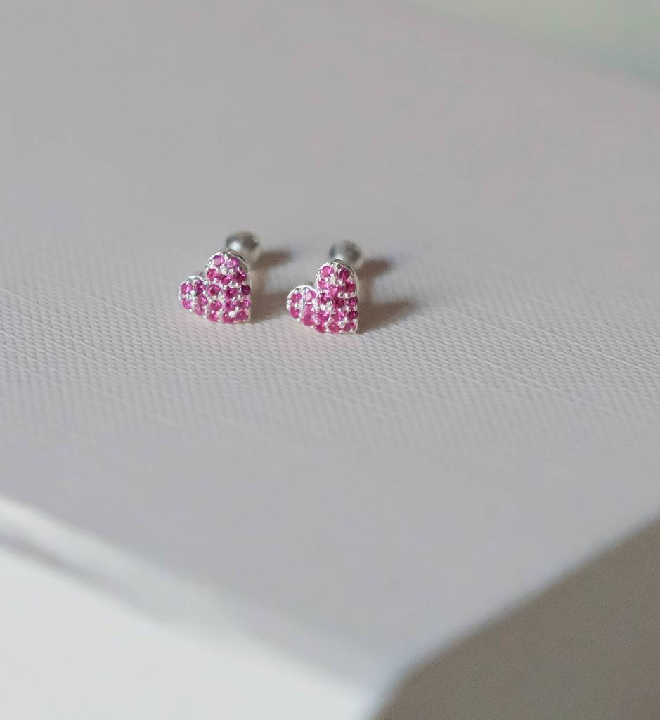 Ruby Heart Studs : AJJSS0729