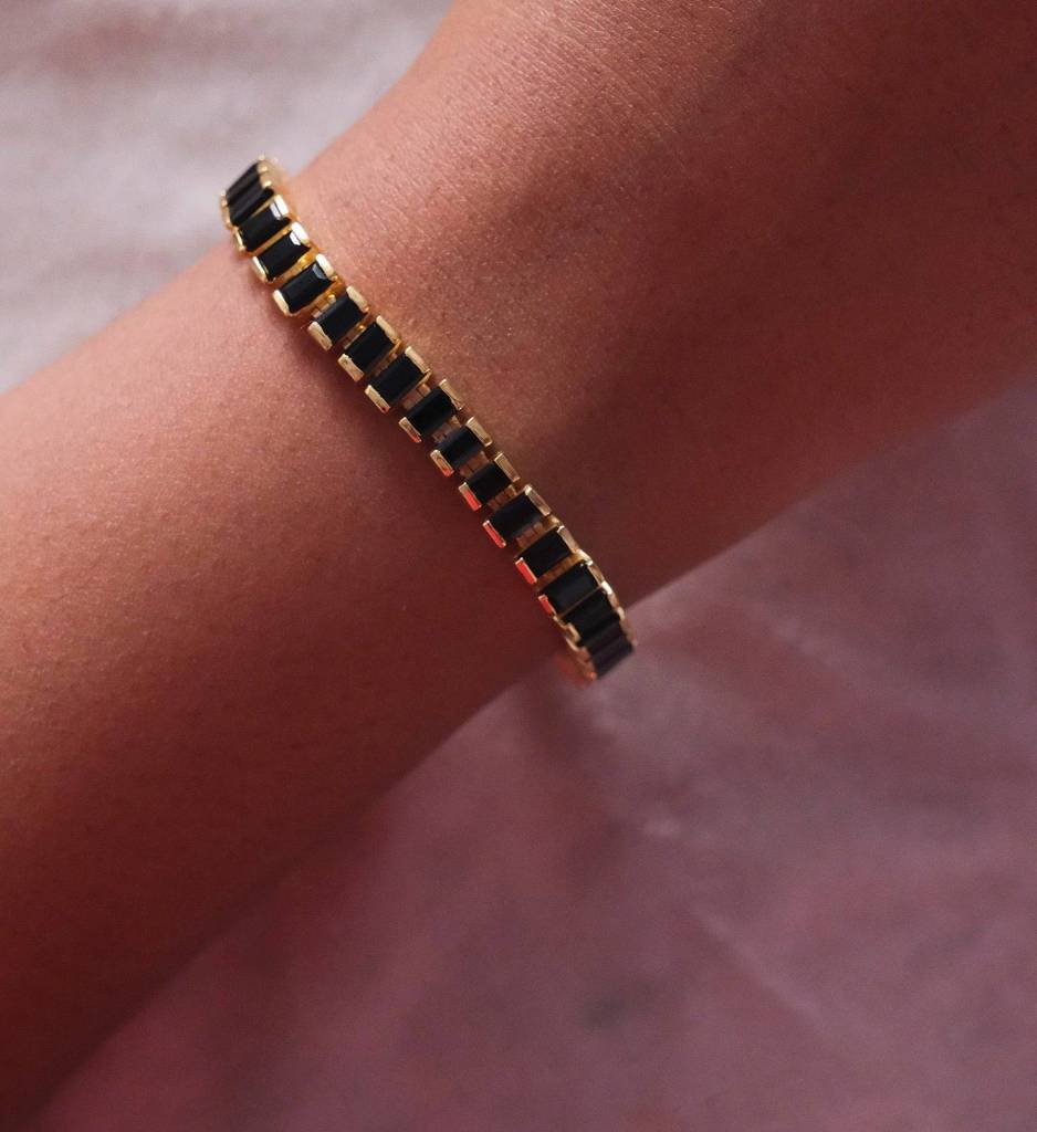 Black Onyx Tennis Bracelet : AJJSS0741