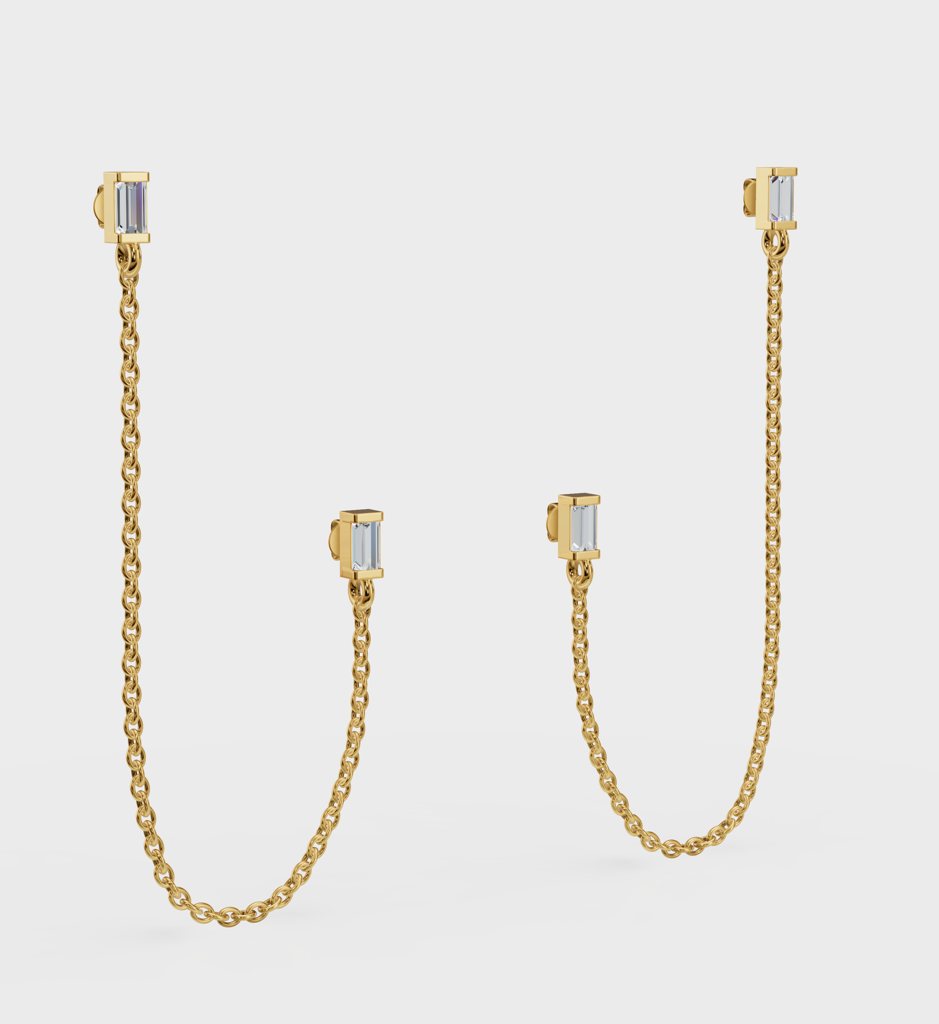 Baguette Chain Earrings : AJJSS0756