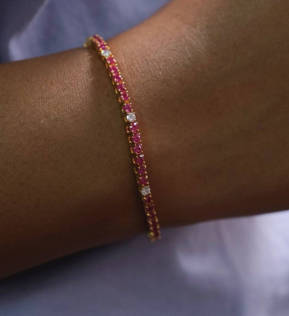 Ruby Diamond Tennis Bracelet : AJJSS0771