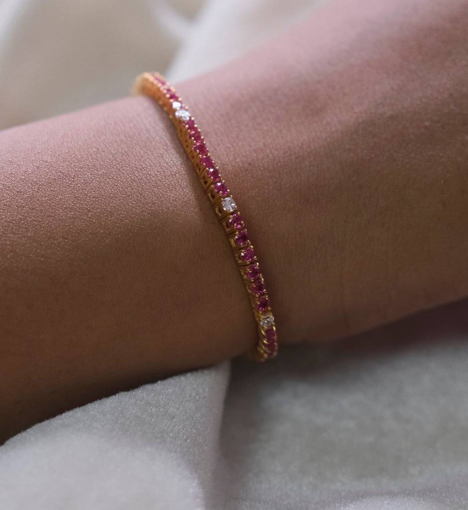 Ruby Diamond Tennis Bracelet : AJJSS0771