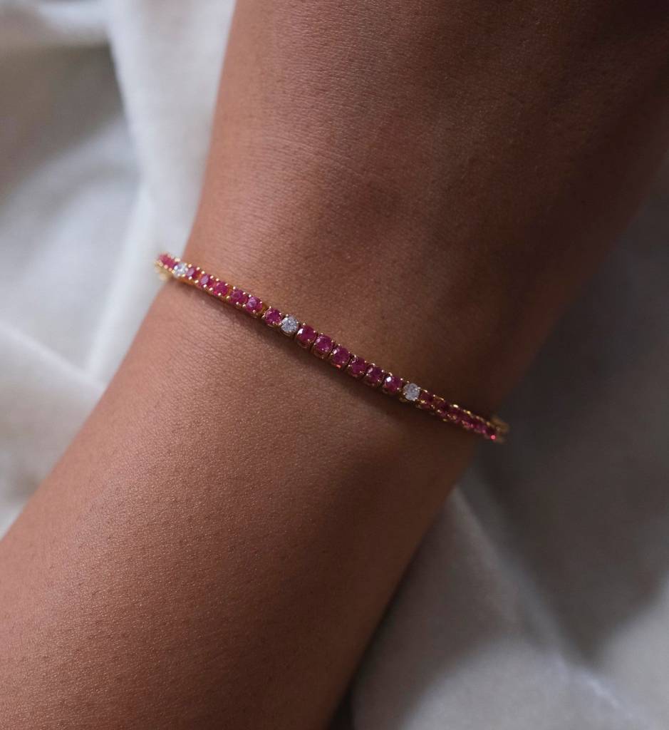 Ruby Diamond Tennis Bracelet : AJJSS0771