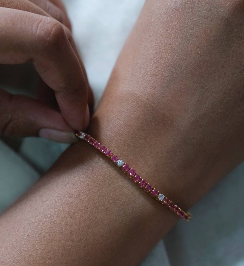 Ruby Diamond Tennis Bracelet : AJJSS0771