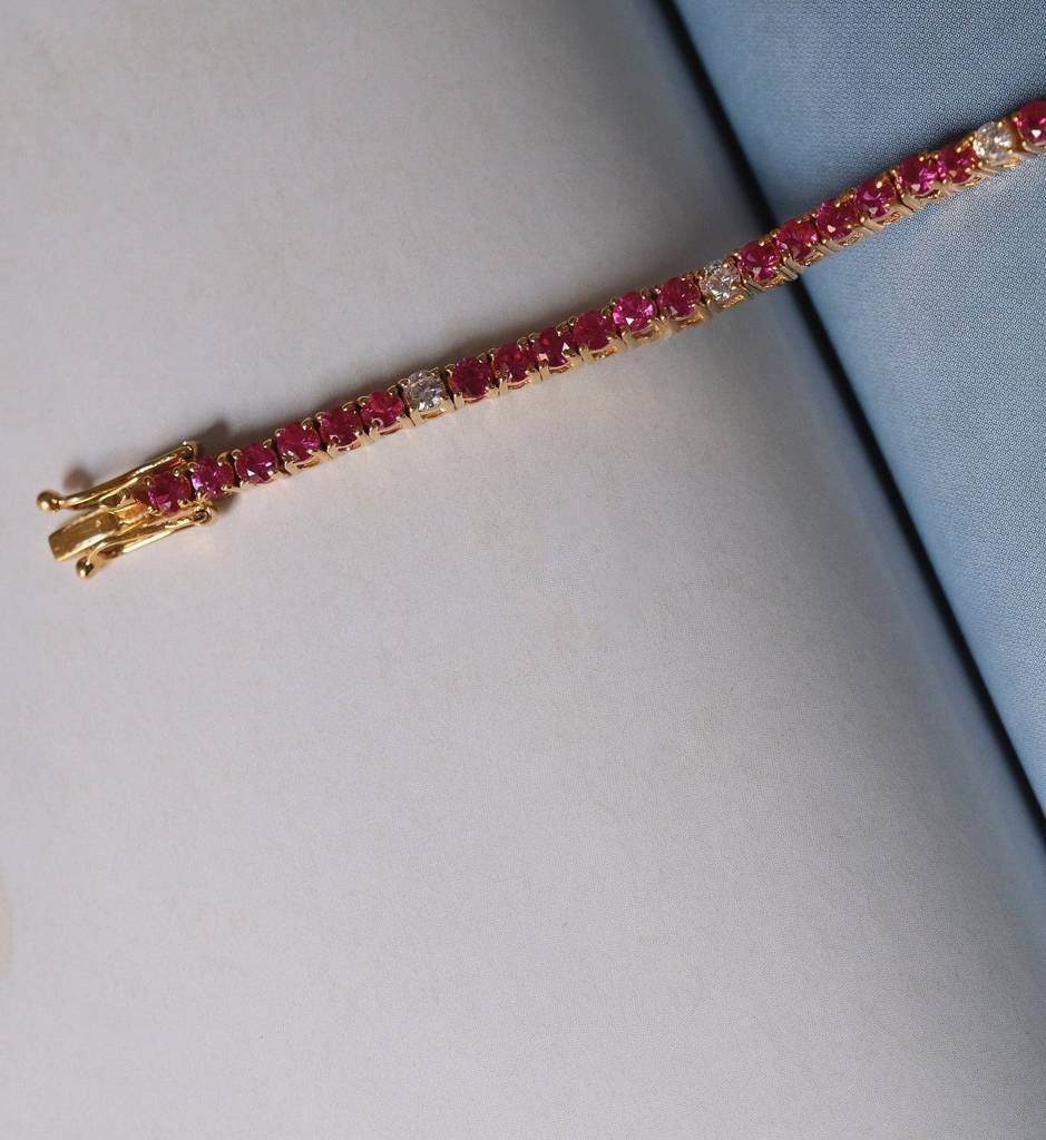 Ruby Diamond Tennis Bracelet : AJJSS0771