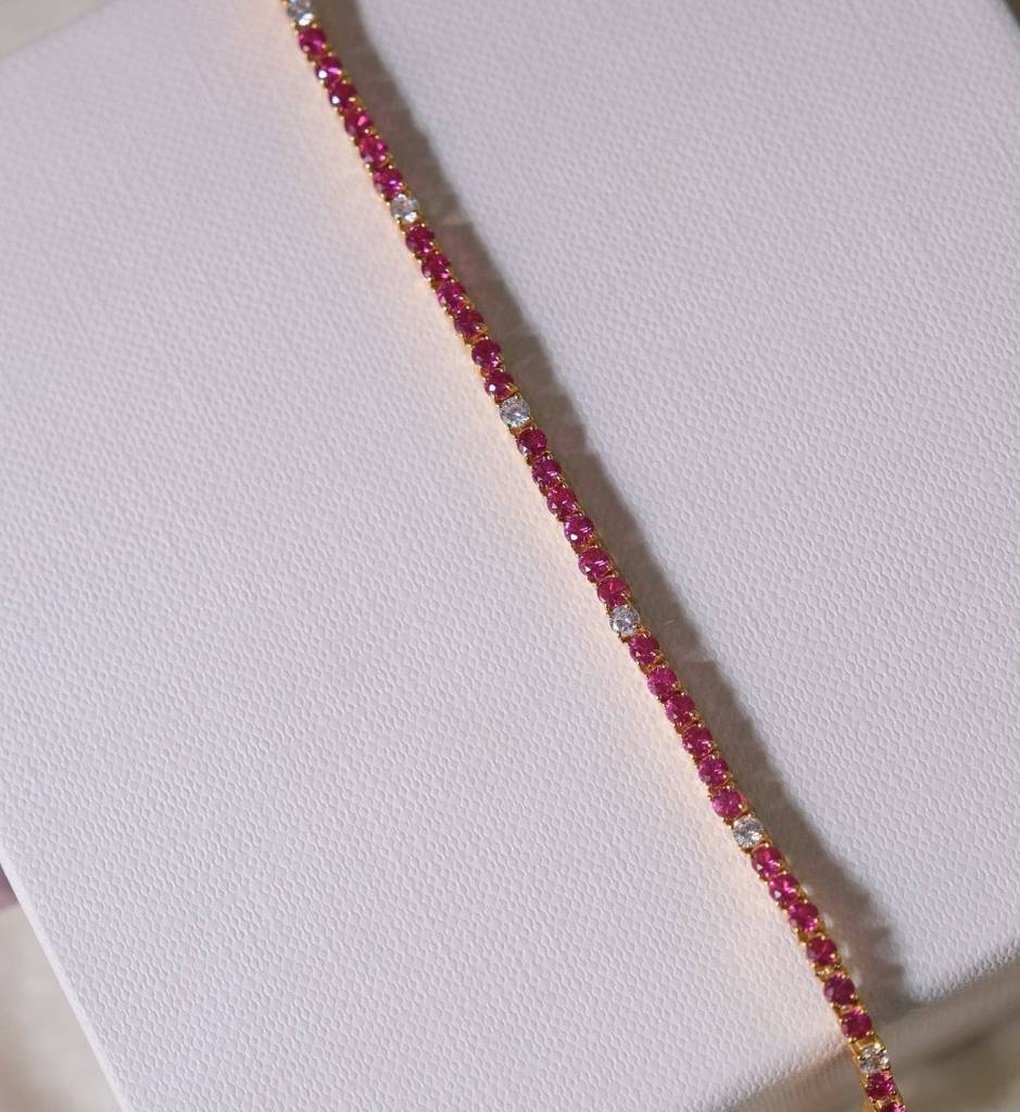 Ruby Diamond Tennis Bracelet : AJJSS0771