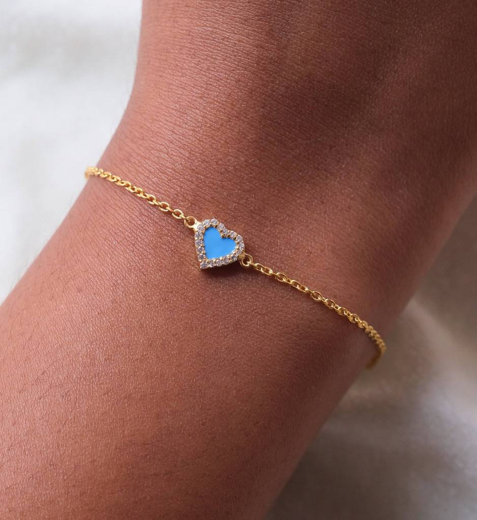 Diamond Colored Heart Bracelet : AJJ_0220_SSGV51