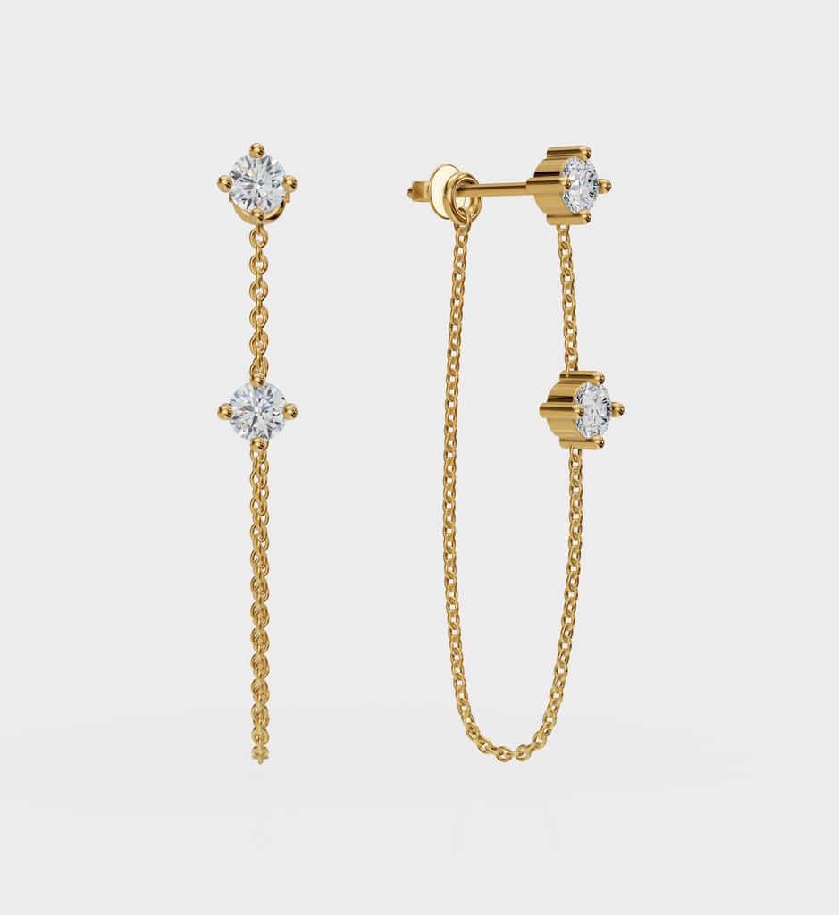 Double Stud Chain Earrings : AJJ_0587_SSGVE