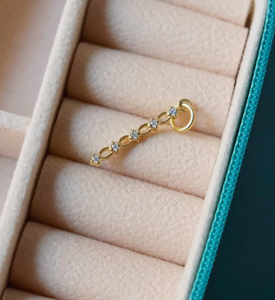 Long Drop Diamond Charm : AJJ_0685_SSWCG