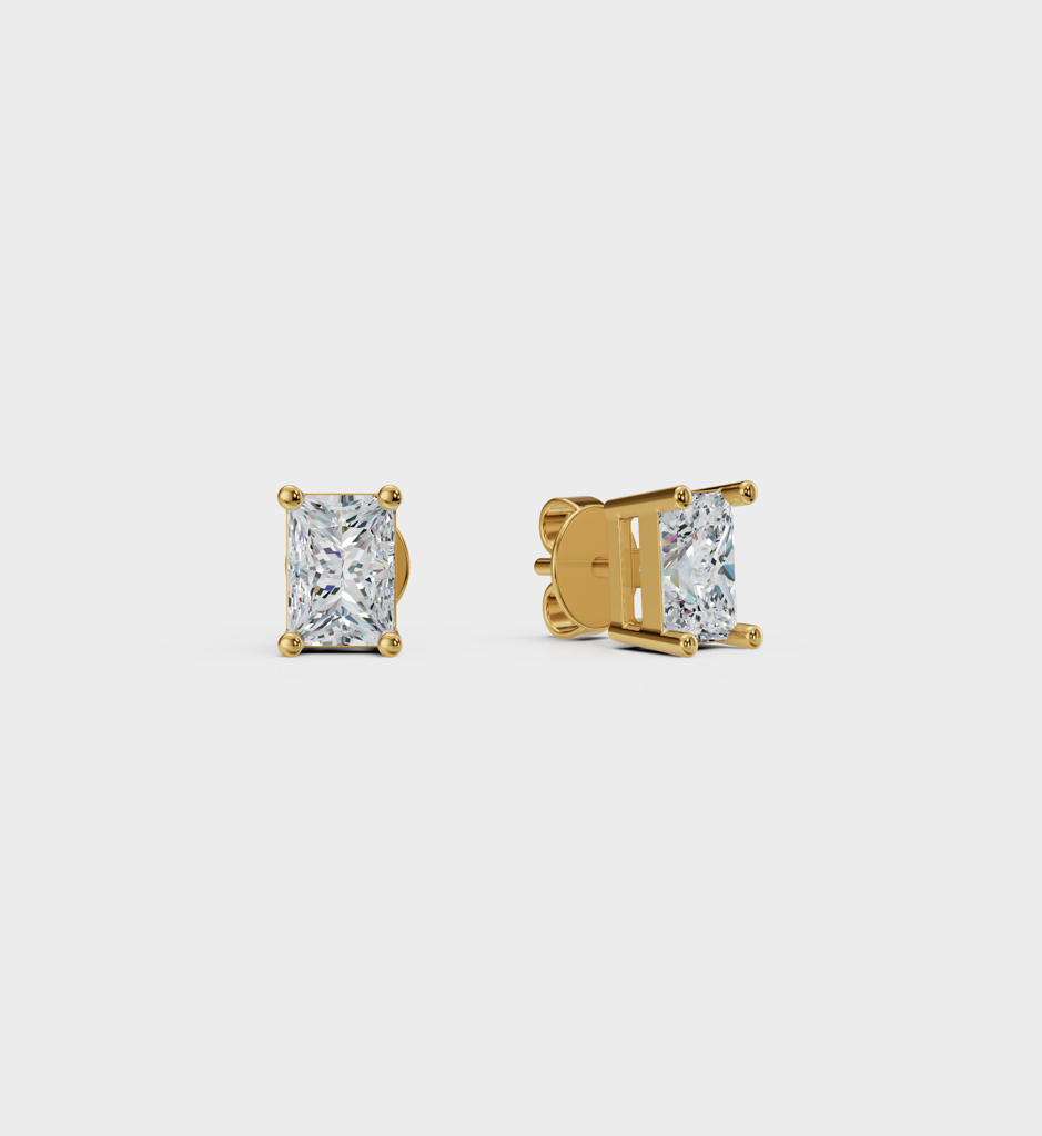 Rectangle Diamond Studs : AJJ_0801_SSGV