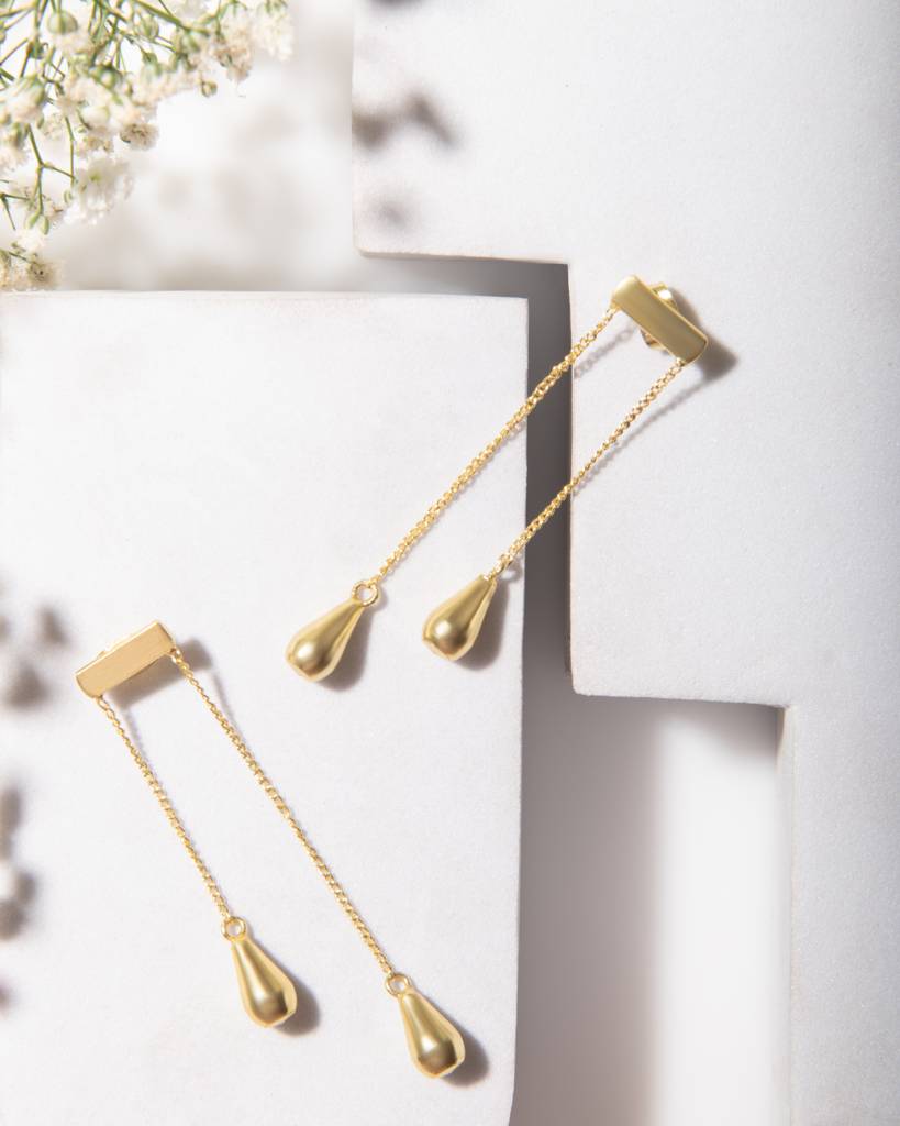 Dewdrop Chain Threader Earrings : AJPE13