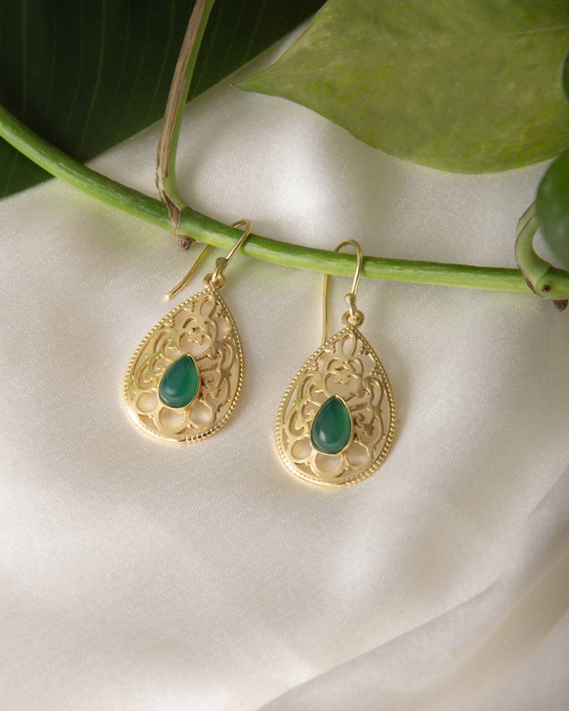 Ornate Onyx Filigree Drops : AJPE15
