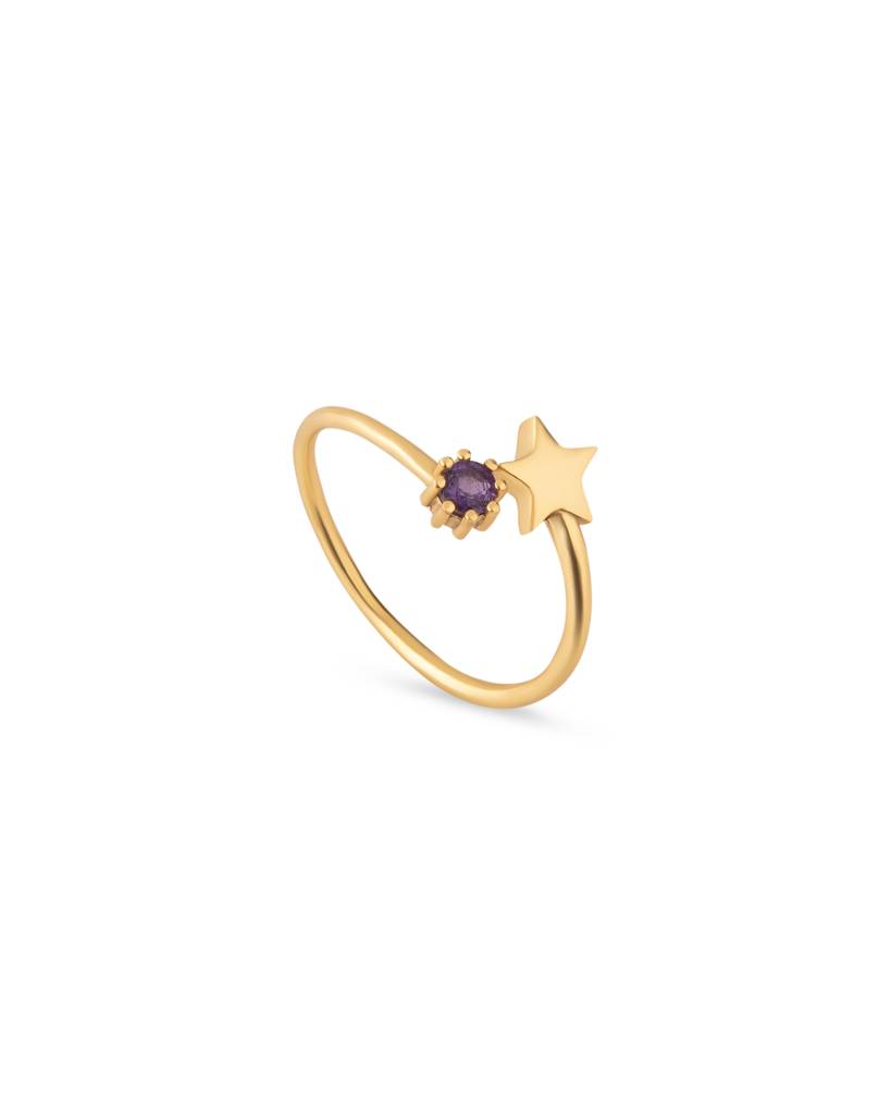 Gold Star & Amethyst Open Ring : AJPR12