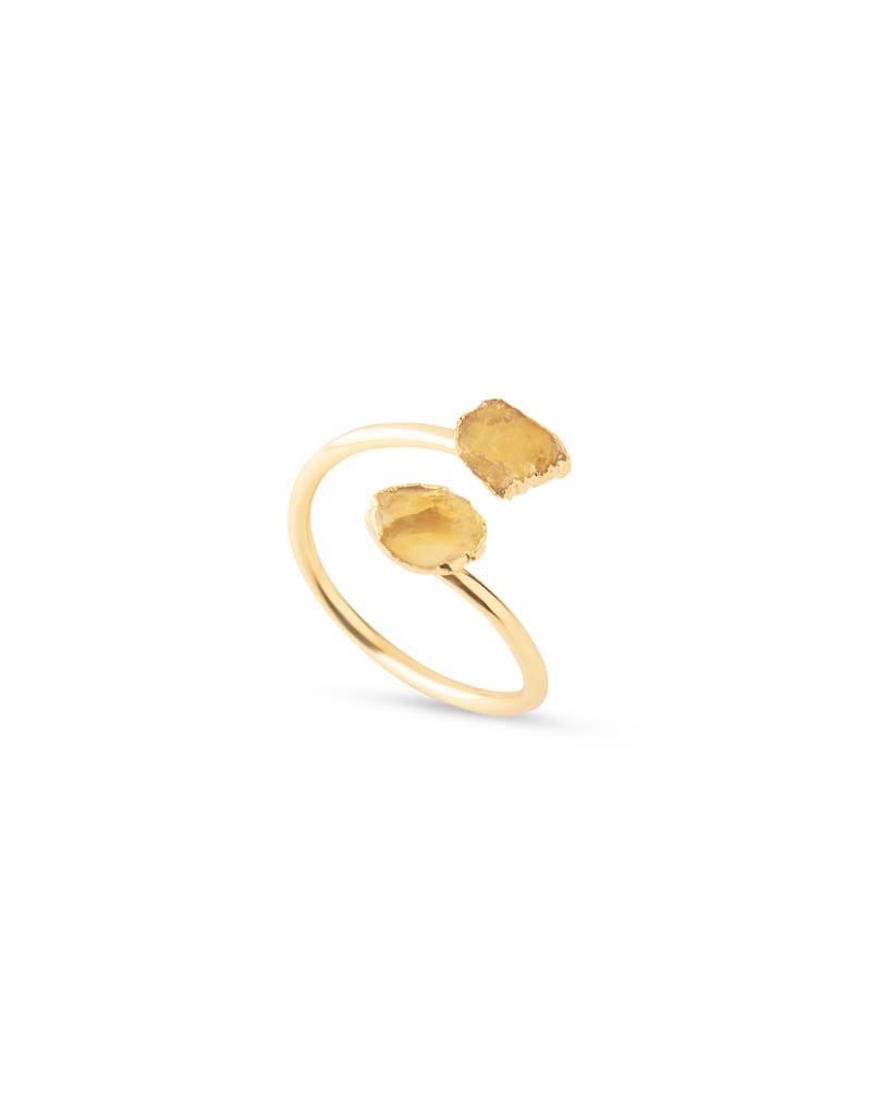 Raw Citrine Double Stone Open Ring : AJPR13