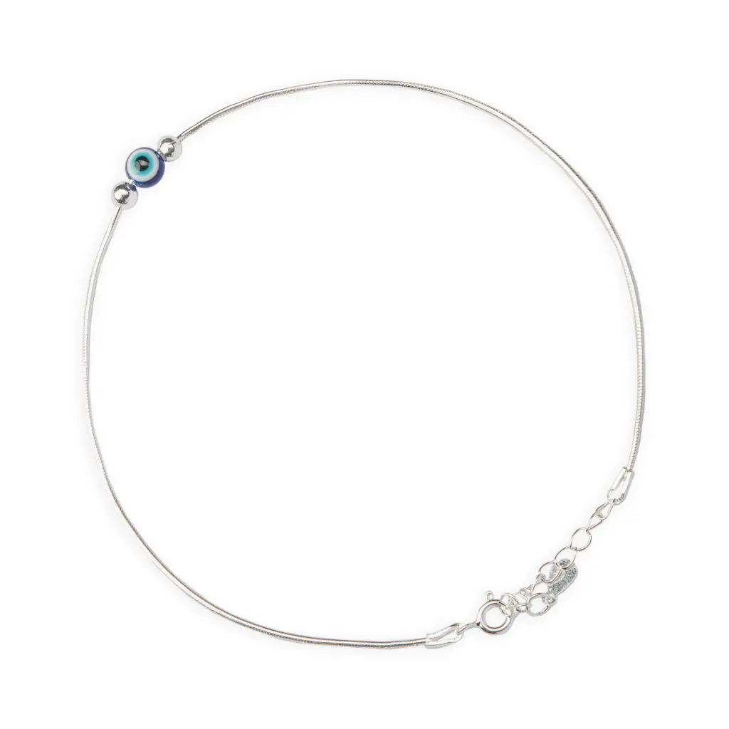925 Sterling Silver Evil Eye Traditional Anklet For Women