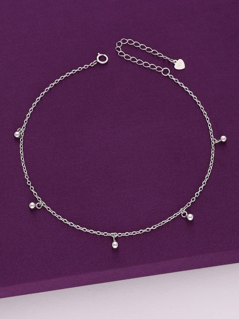 Sterling Silver Charms Of Spheres Anklet : AKCH19-S-NA