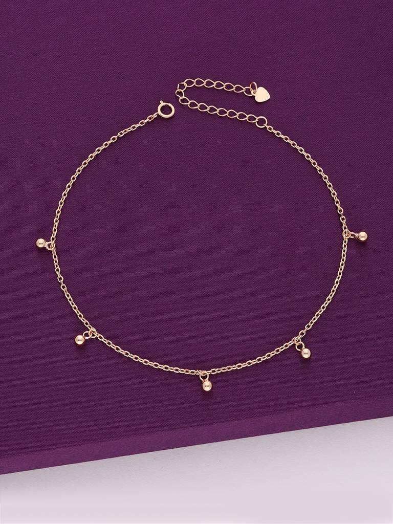 Sterling Silver Charms Of Spheres Anklet : AKCH20-RG-NA