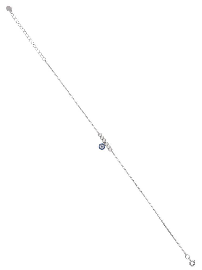 Sterling Silver Blooming Blue Evil Eye Anklet : AKCH23-S-NA