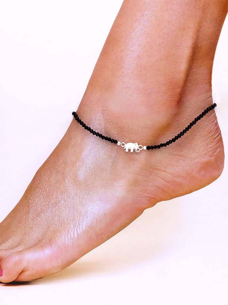 Sterling Silver Elephant Nazaria Anklet : AKNZ12-S-NA