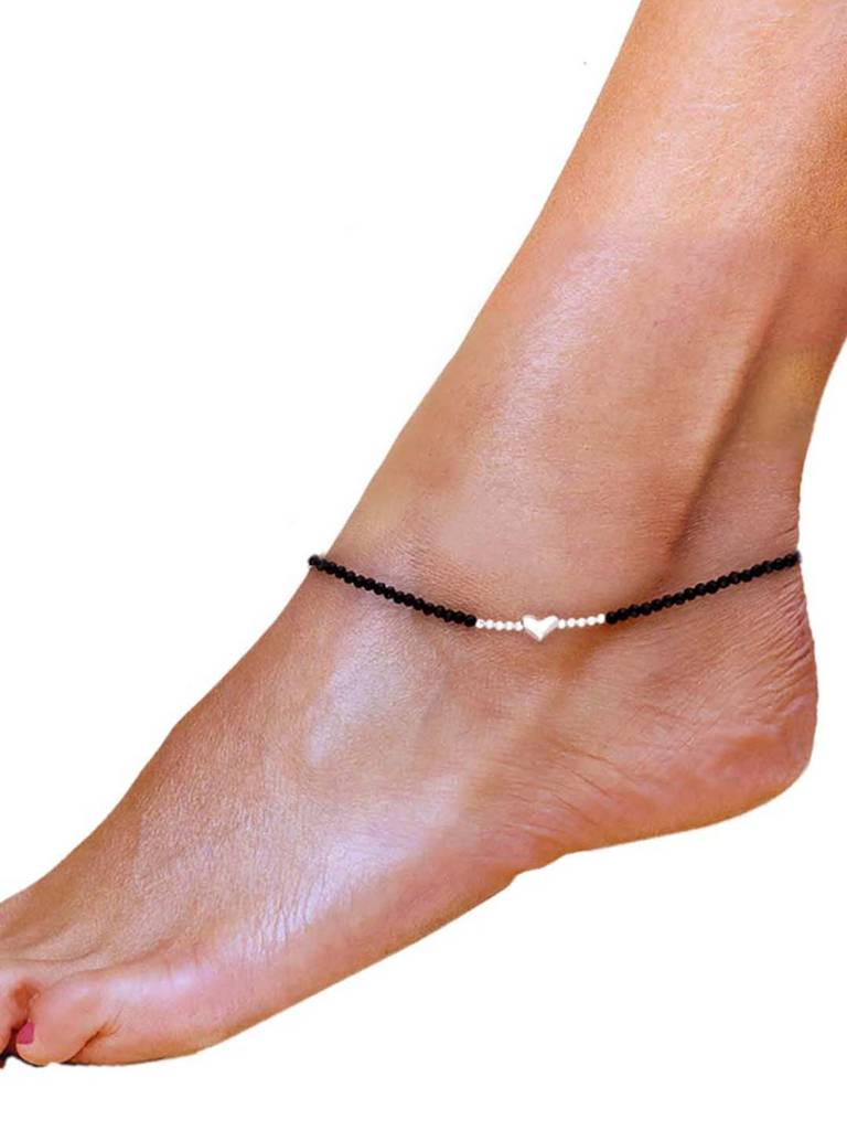 Sterling Silver Heart Nazaria Anklet : AKNZ13-S-NA