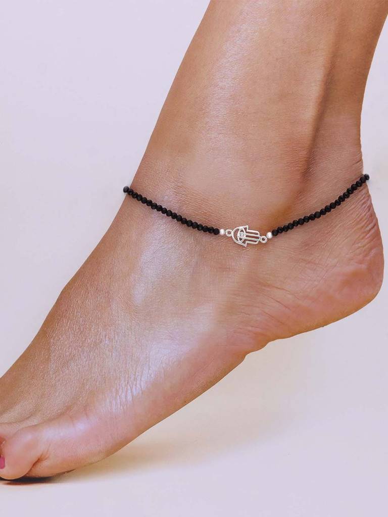 Sterling Silver Hamsa Nazaria Anklet : AKNZ6-S-NA