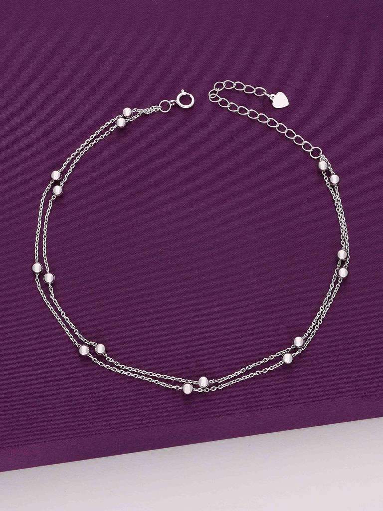 Sterling Silver Argent Spheres Layered Anklet : AKTH10-S-NA