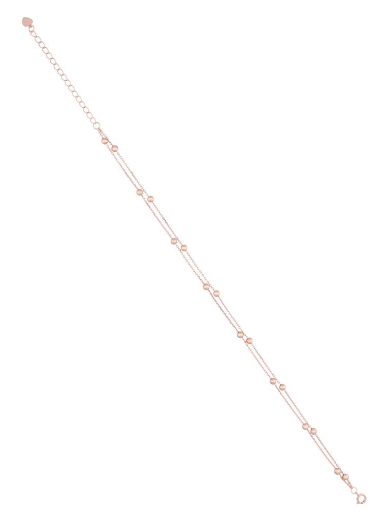 Sterling Silver Rose Gold Argent Spheres Layered Anklet : AKTH11-RG-NA