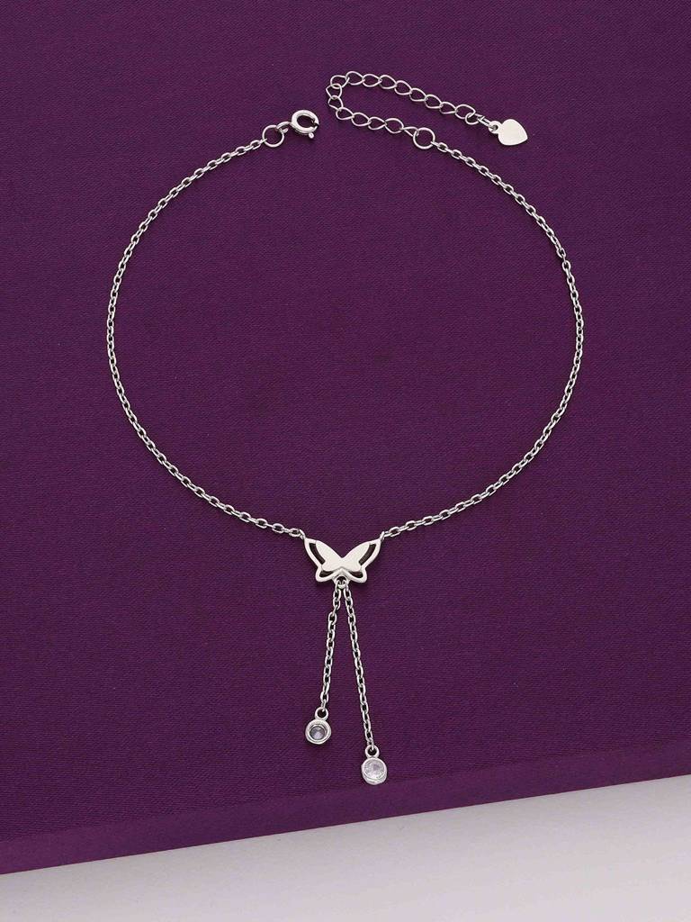Sterling Silver A Flutter Of Crystals Anklet : AKTH14-S-NA