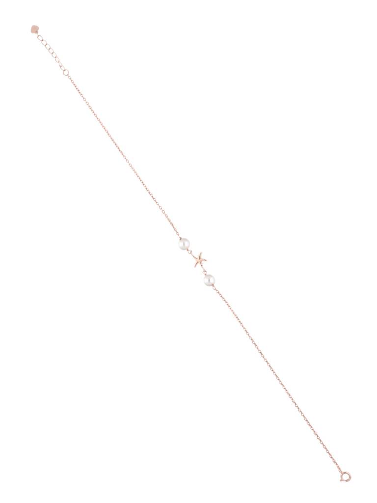 Sterling Silver Rose Gold Pearly Delight Anklet : AKTH17-RG-NA