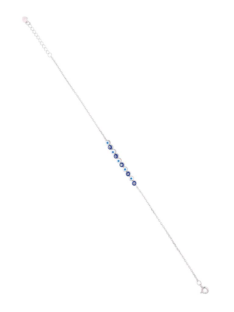 Sterling Silver Ultra(White & Marine) Evil Eye Anklet : AKTH20-S-NA