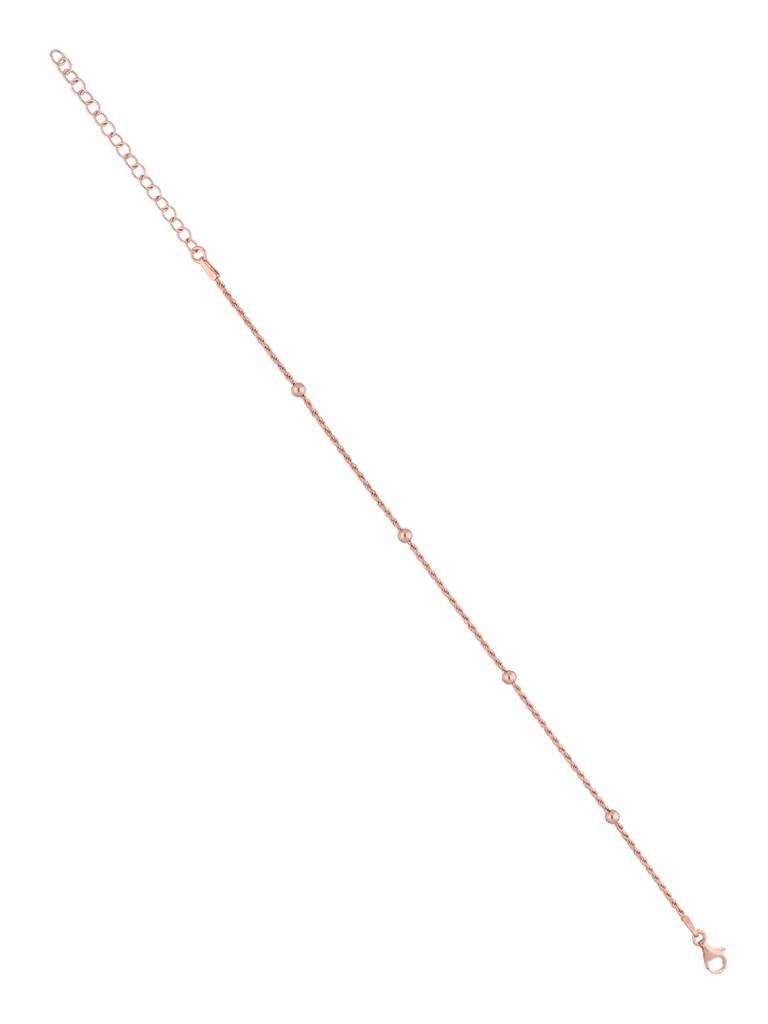 Sterling Silver Rose Gold Rose Gold Spheres Rope Anklet : AKTH26-RG-NA