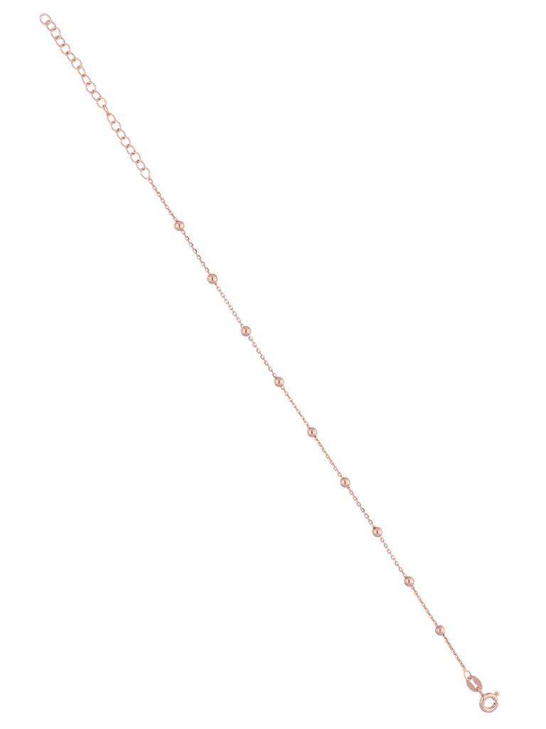 Sterling Silver Rose Gold Rose Gold Spheres Layered Anklet : AKTH28-RG-NA