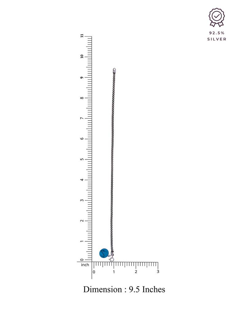 Sterling Silver Blue Statement Orb Oxidised Anklet : AKTH36-S-NA