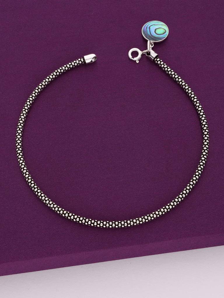 Sterling Silver Classy Swirl Oxidised Anklet : AKTH37-S-NA