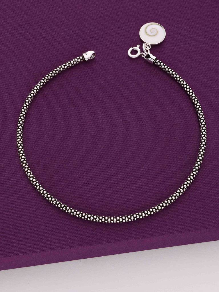 Sterling Silver Ivory Swirl Oxidised Anklet : AKTH38-S-NA