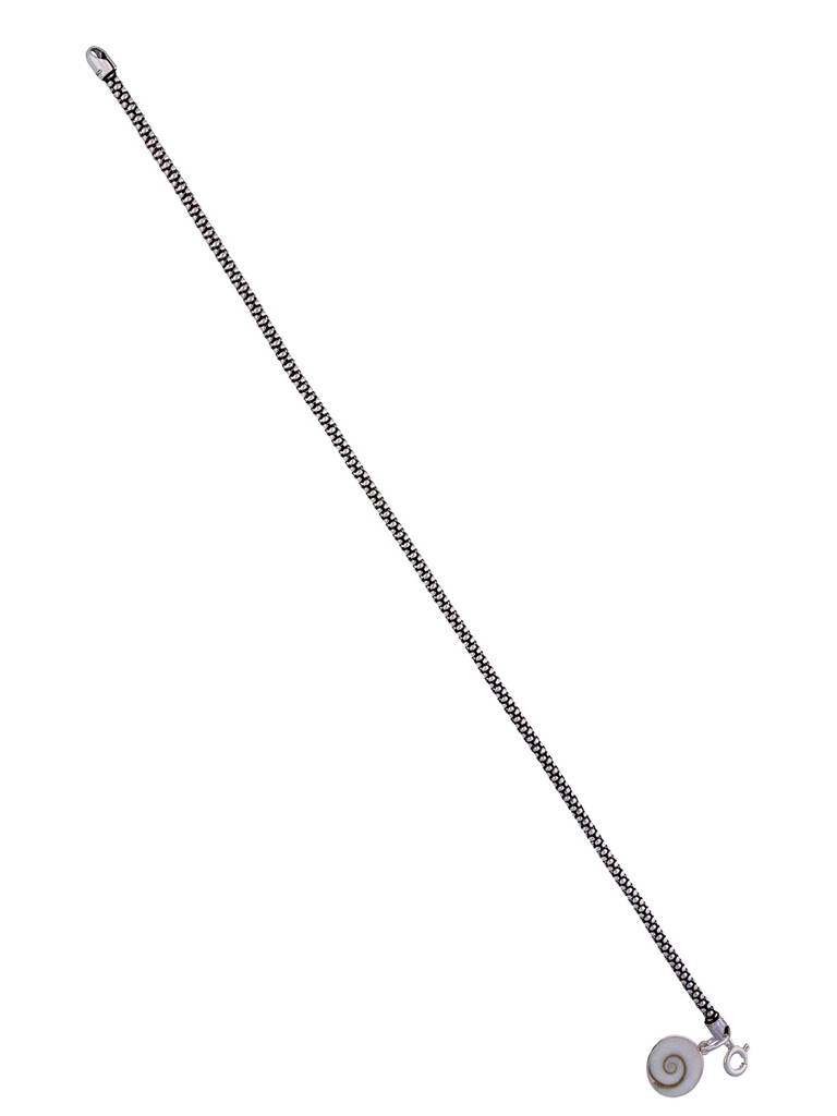 Sterling Silver Ivory Swirl Oxidised Anklet : AKTH38-S-NA