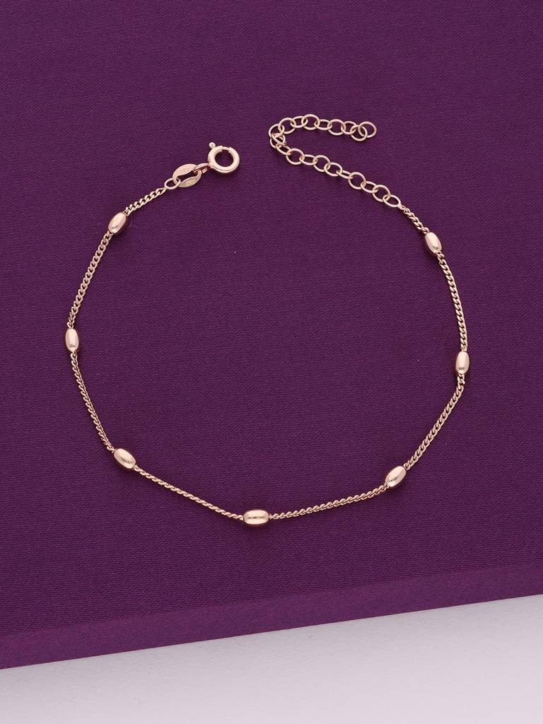 Sterling Silver Rose Gold Ingots Of Rose Gold Anklet : AKTH3-RG-NA