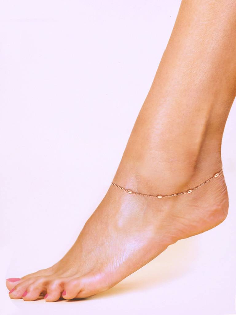 Sterling Silver Rose Gold Ingots Of Rose Gold Anklet : AKTH3-RG-NA