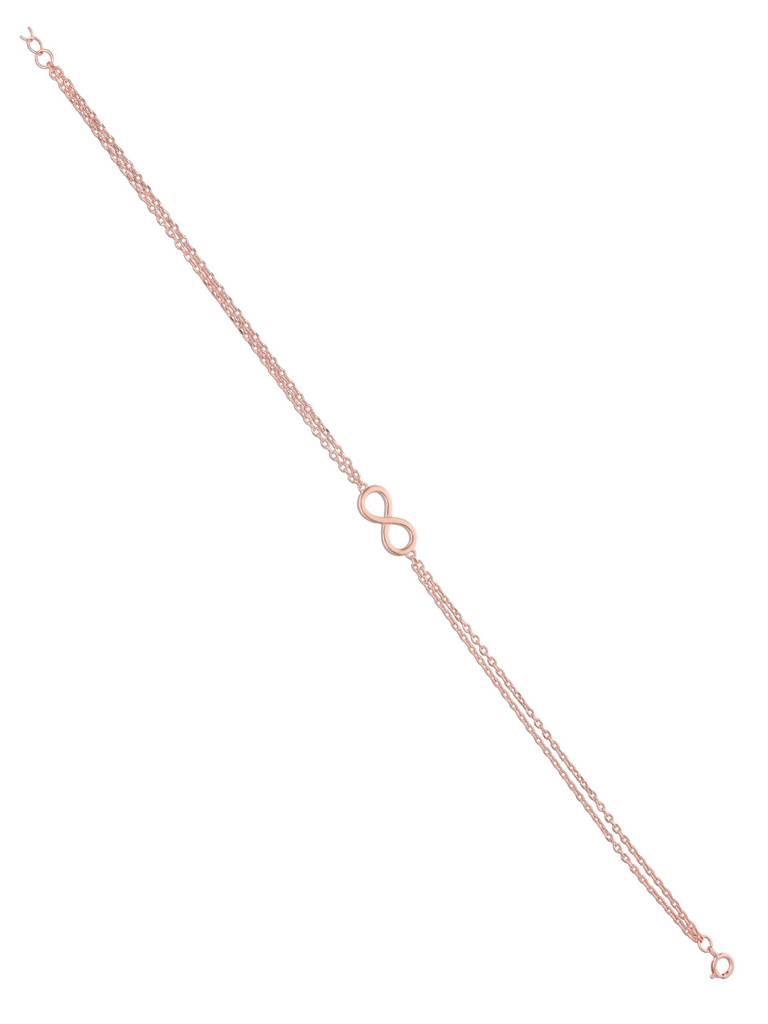 Sterling Silver Rose Gold Double Strand Single Infinity Anklet : AKTH42-RG-NA