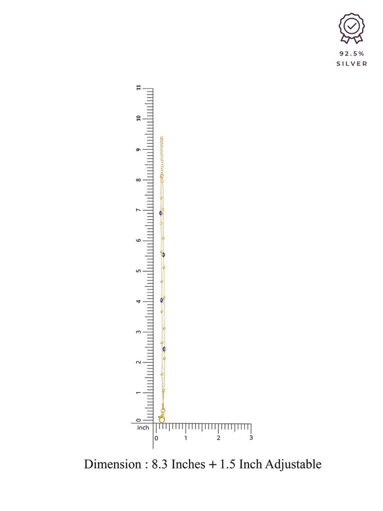 Sterling Silver Gold Evil Eye And Orbs Layered Anklet : AKTH43-G-NA