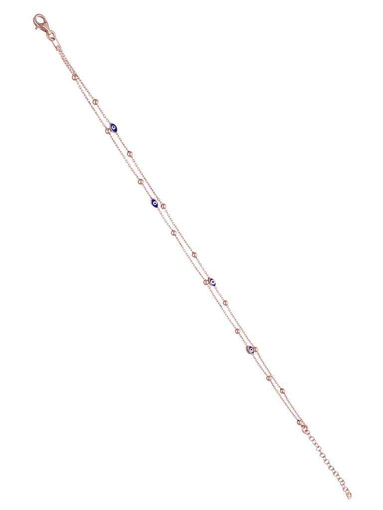 Sterling Silver Rose Gold Evil Eye Anklet : AKTH44-RG-NA