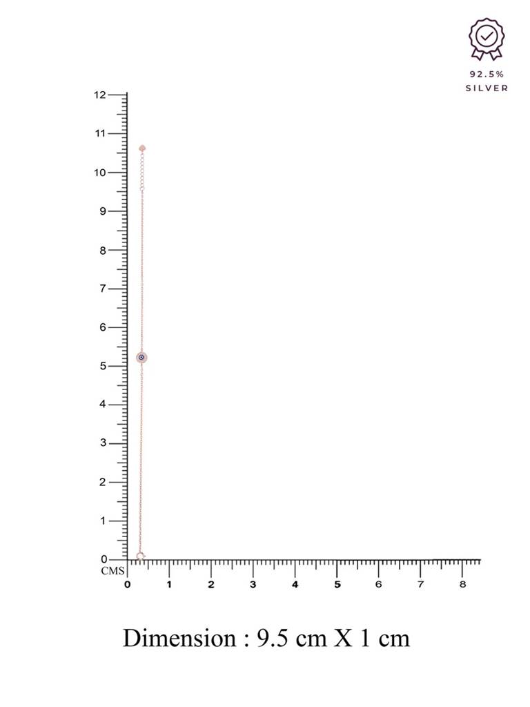 Sterling Silver Rose Gold Minimalistic Zircon Diamonds Single Evil Eye Anklet : AKTH45-RG-NA